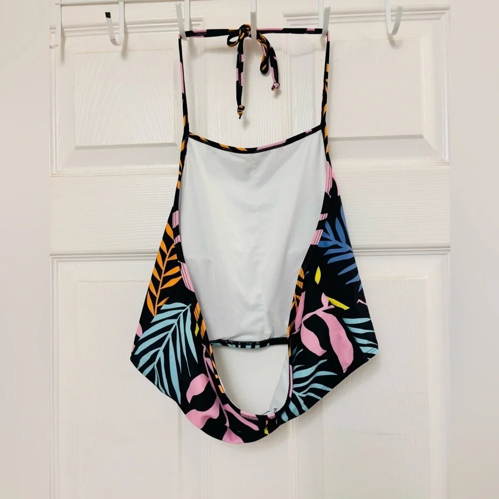 Kingdom & State Black and Pink Swim Top with Halter Neck